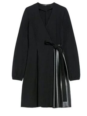 Weekend Max Mara Cennare Wrap Dress Black Long Sleeve Designer XS